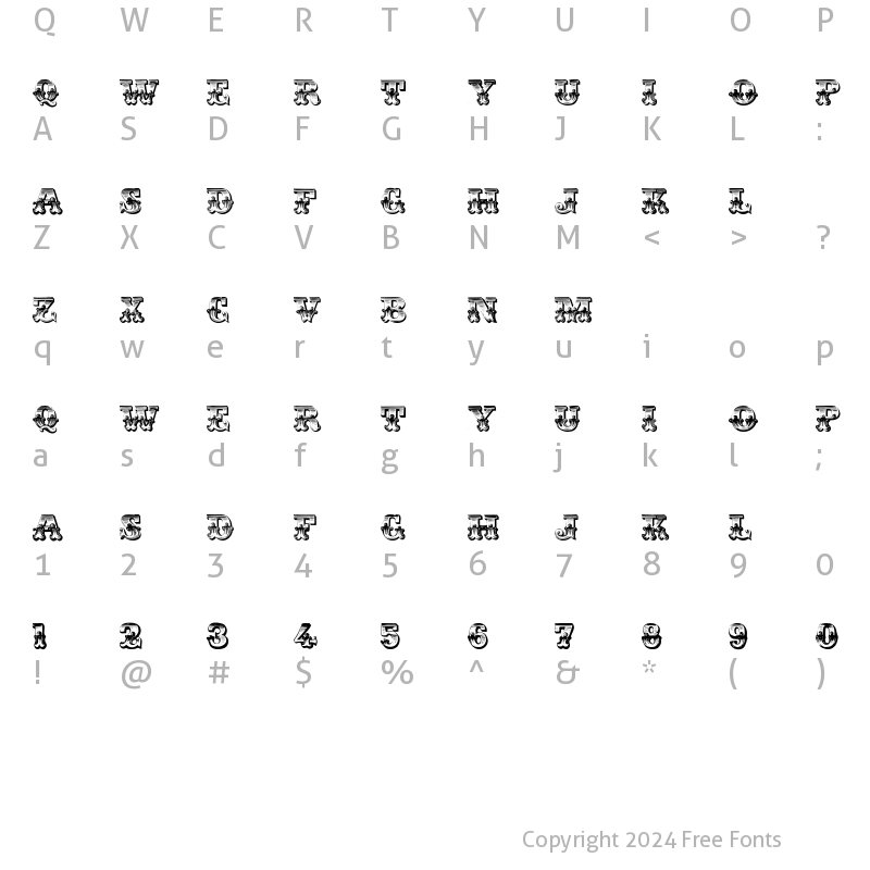 Character Map of BraceletVictorian Regular