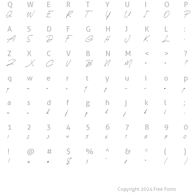 Character Map of Brad Hefferson Regular