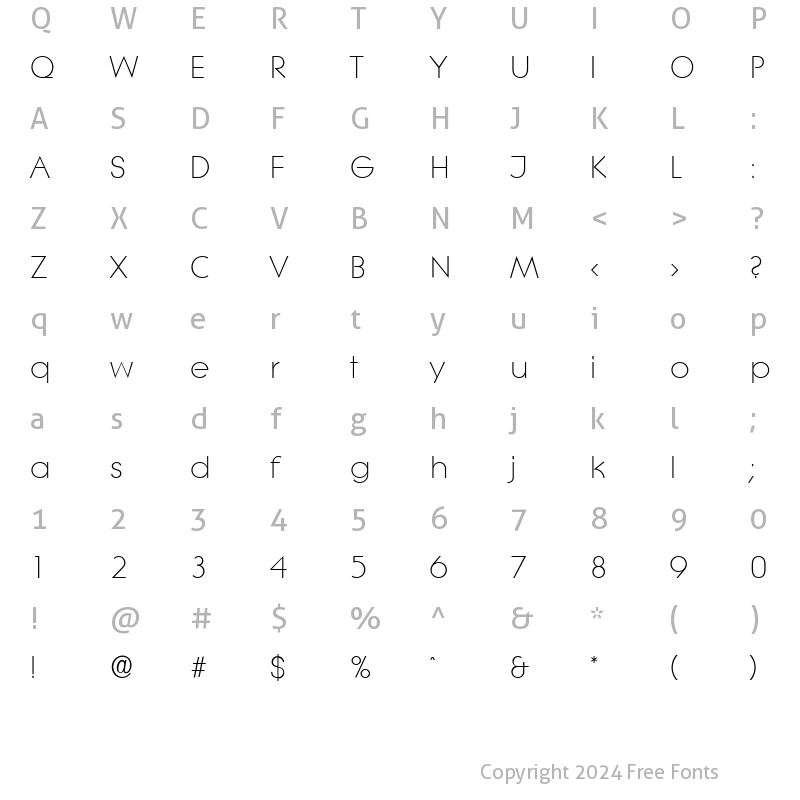 Character Map of BradBecker-Light Regular