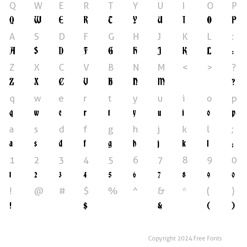 Character Map of Bradley Gratis Regular