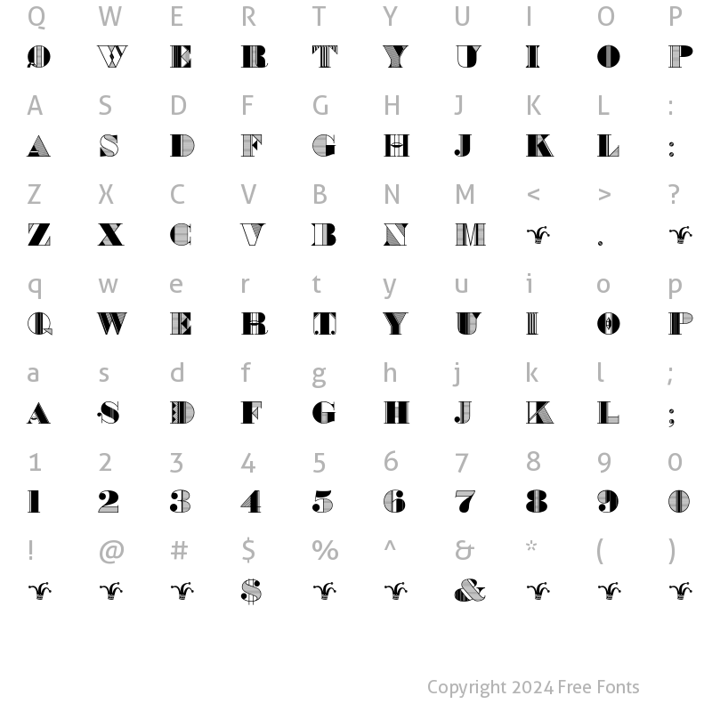 Character Map of Bradley Initials Regular