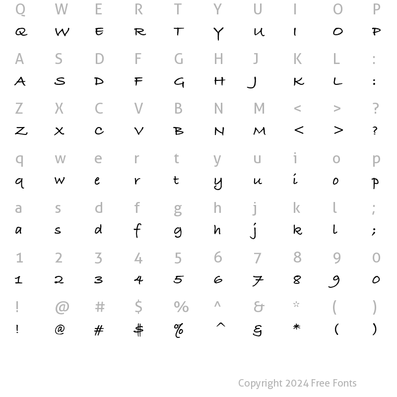 Character Map of BradleyHand ITC Bold