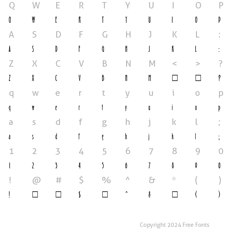 Character Map of Bradshaw Regular