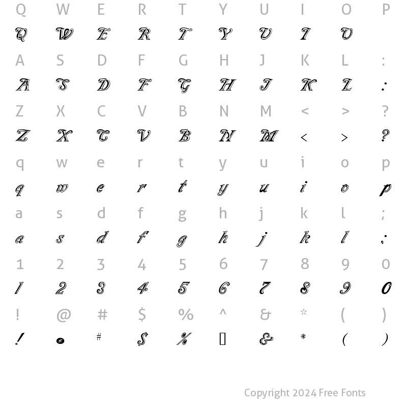 Character Map of BraeburnScriptFacetsSSK Regular