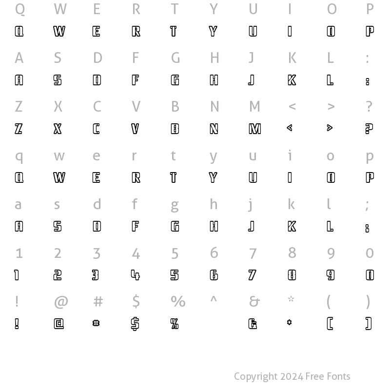 Character Map of Braeside Outline Regular