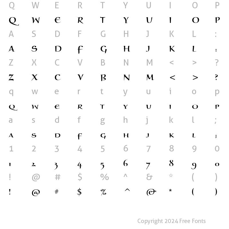 Character Map of Braganza SC ITC Regular