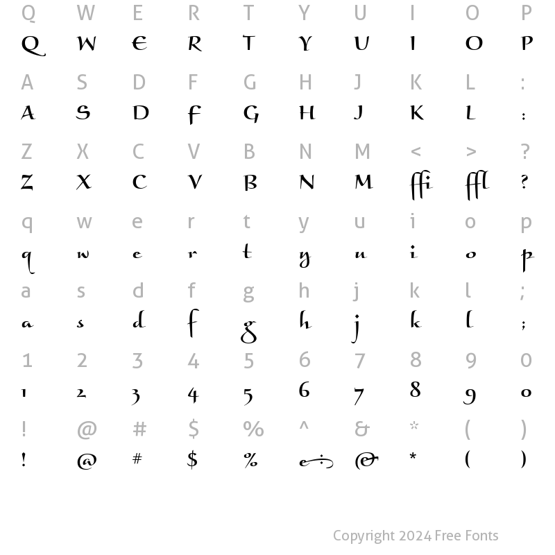 Character Map of BraganzaITC Bold