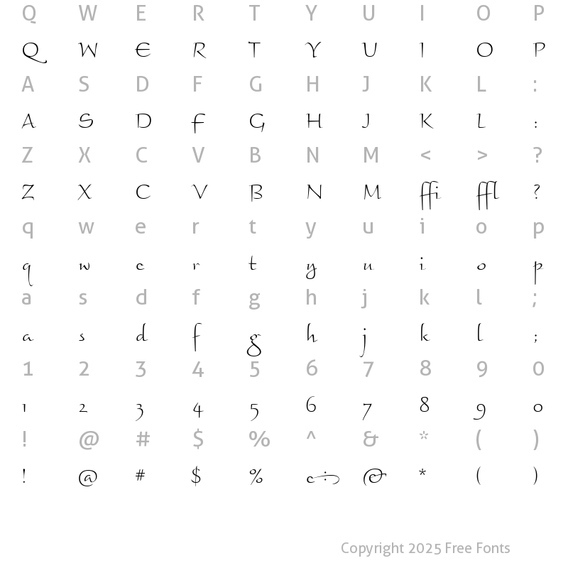 Character Map of BraganzaLtITC TT Regular