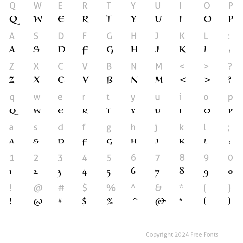 Character Map of BraganzaSCITC Bold