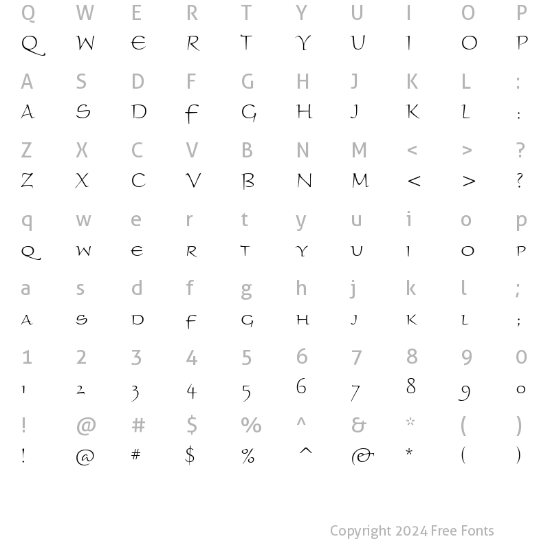 Character Map of BraganzaSCITC-Light Light