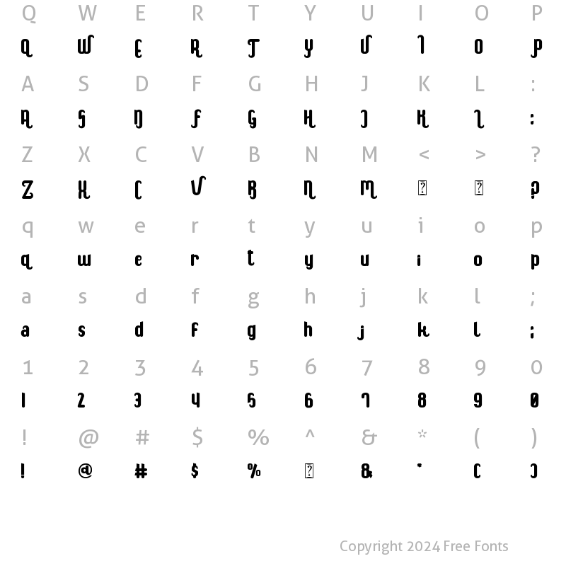 Character Map of Bragaway Regular