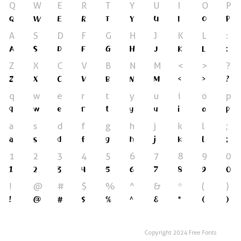 Character Map of Bragley Regular