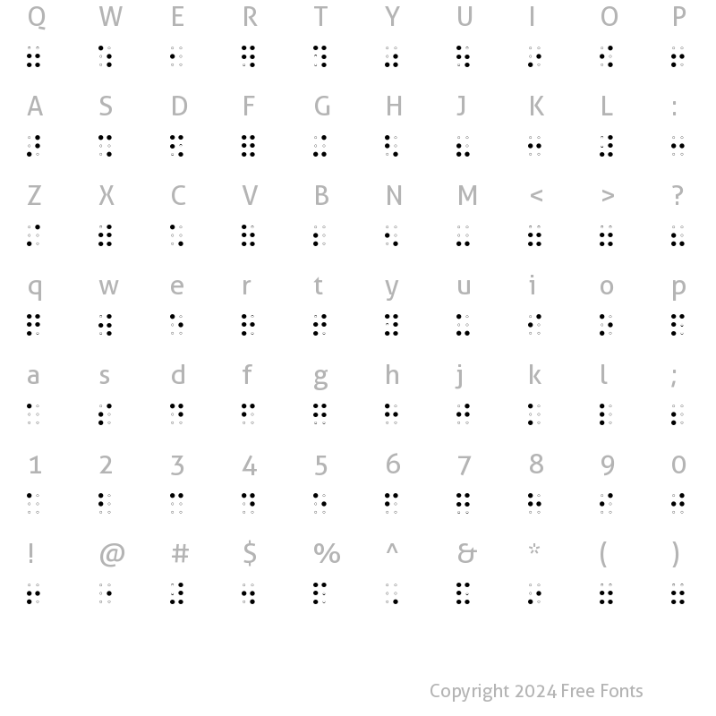 Character Map of Braille AOE Regular