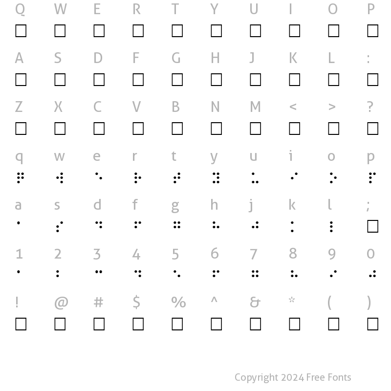 Character Map of Braille Normal