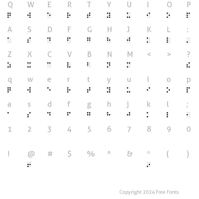 Character Map of BrailleBQ Regular