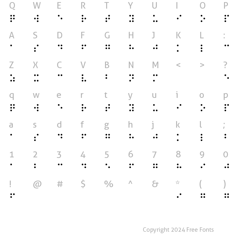 Character Map of BrailleEF Regular