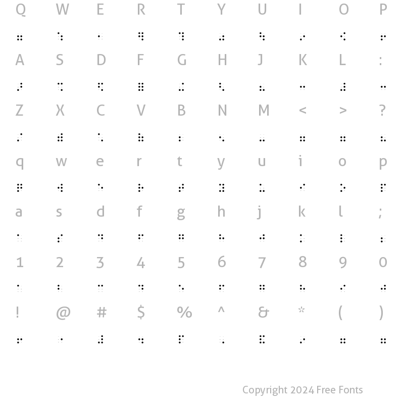 Character Map of BrailleHC Regular