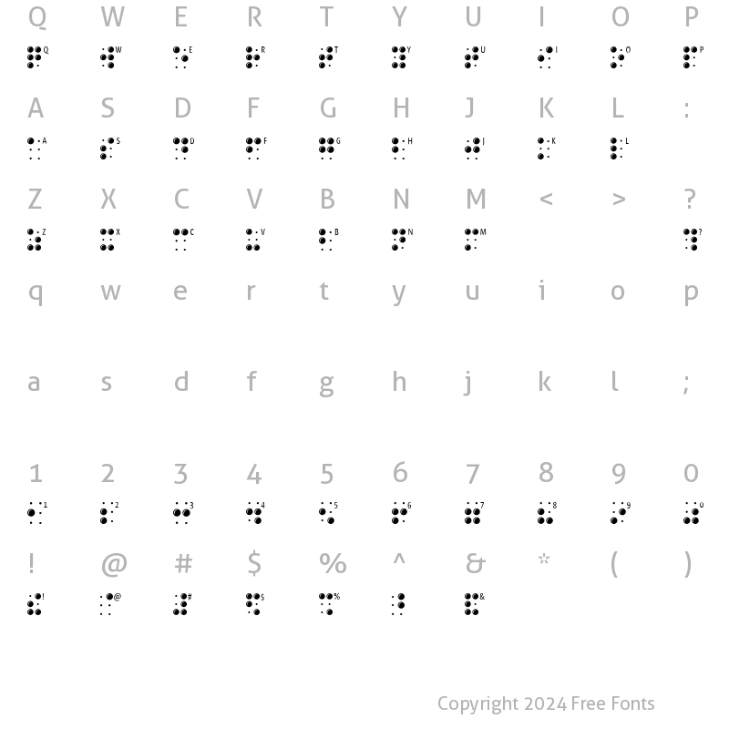 Character Map of BrailleLatin Regular