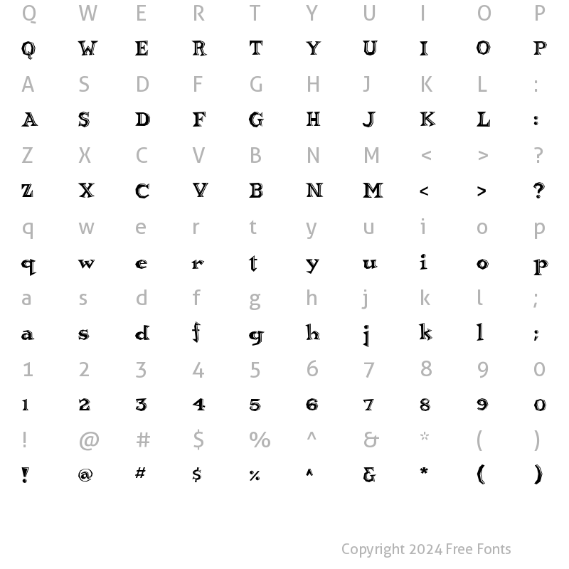 Character Map of Brainhead Medium