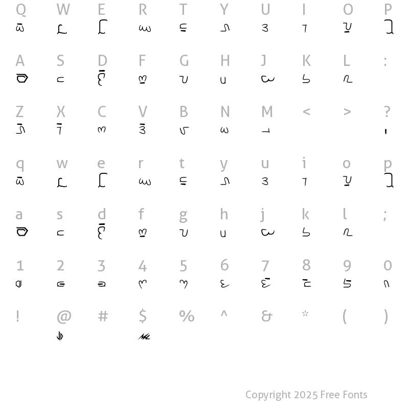 Character Map of Brakiri Bold