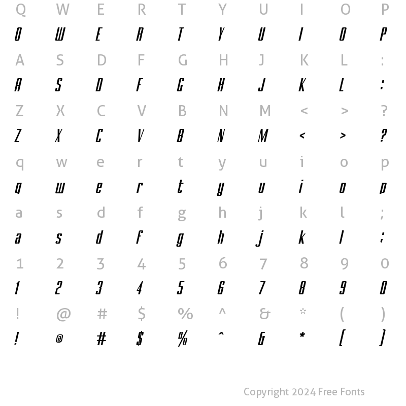 Character Map of BRANCHE Italic