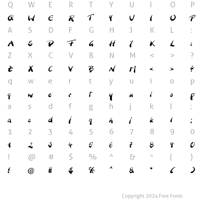 Character Map of BranchingMouse Becker Normal