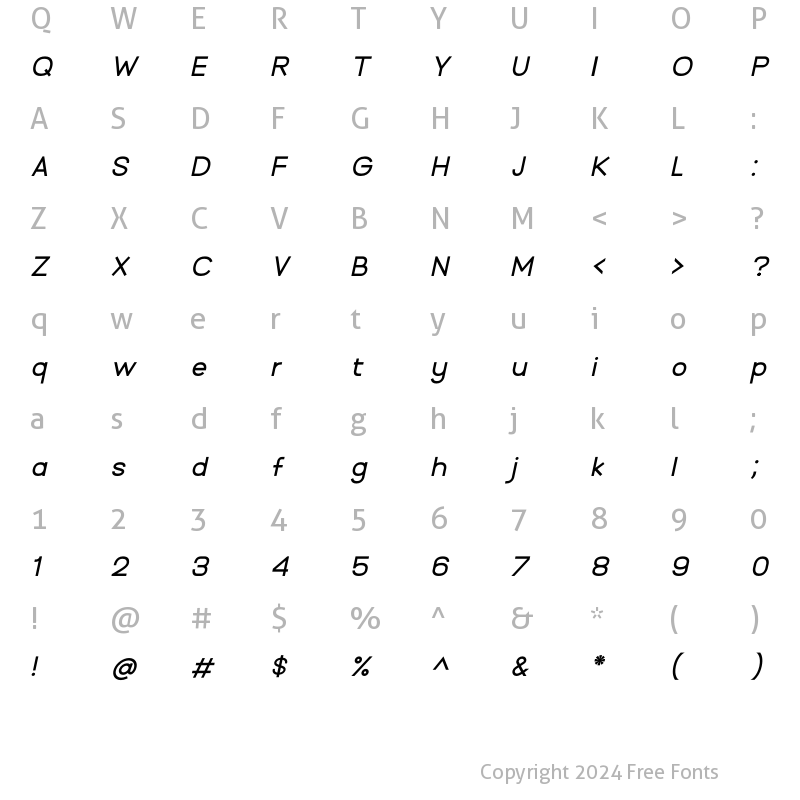 Character Map of Branding Pro Italic