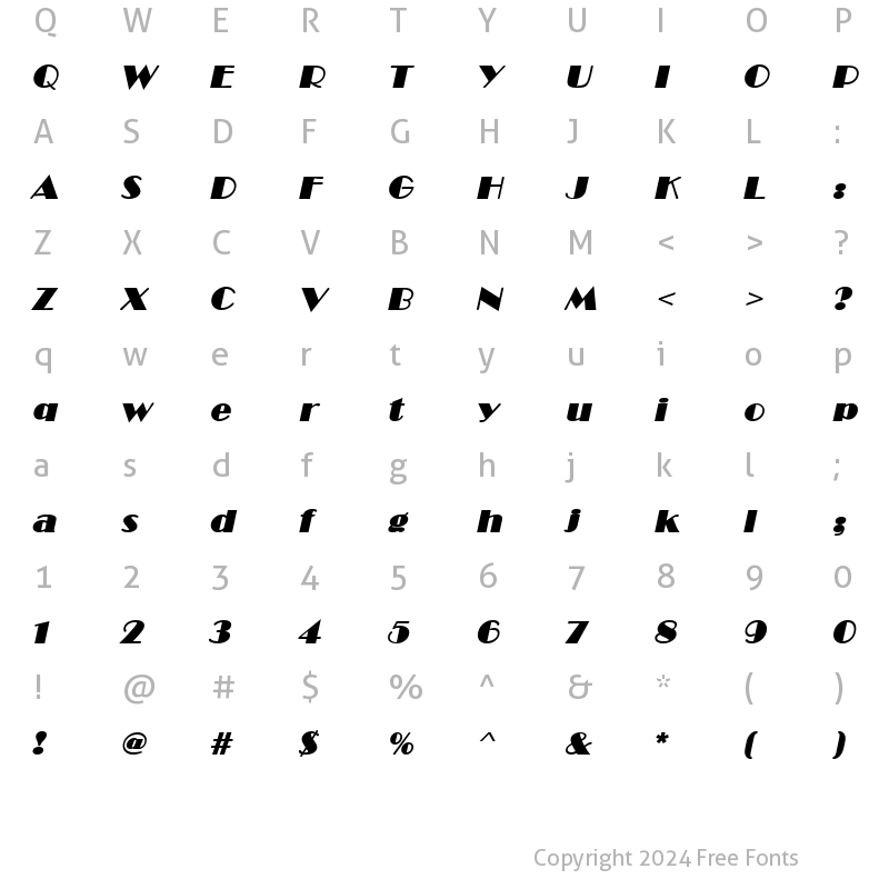 Character Map of Brando BoldItalic