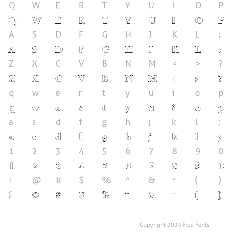 Character Map of BrandonBeckerOutline-ExtraBold Regular