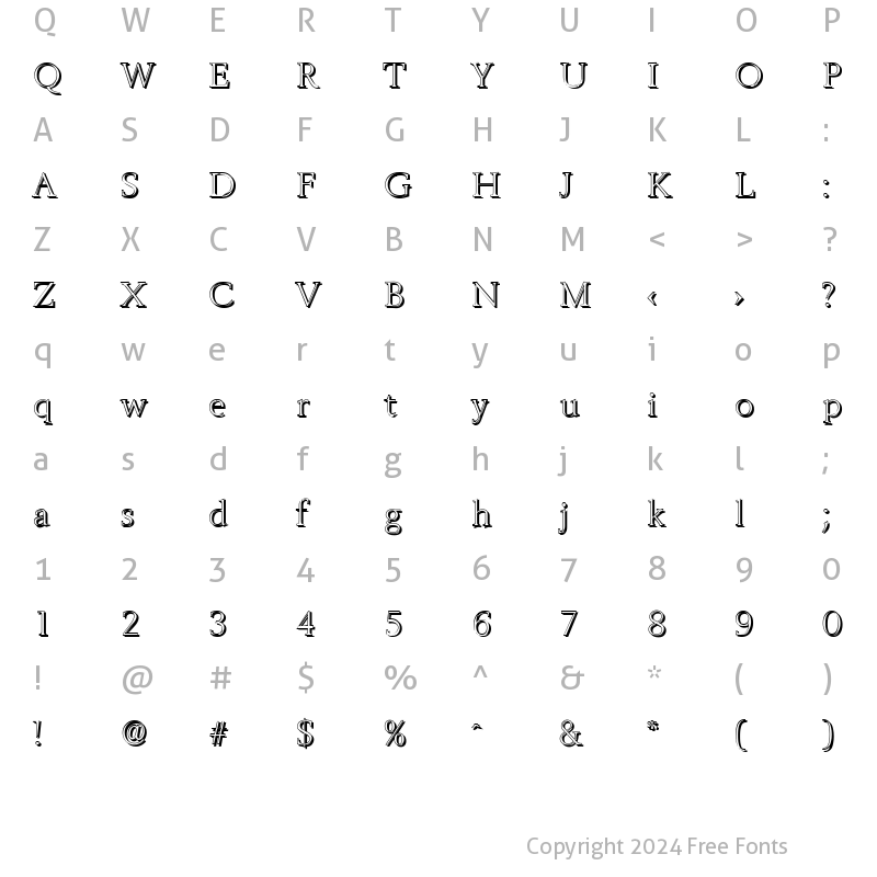 Character Map of BrandonBeckerShadow-Xlight Regular