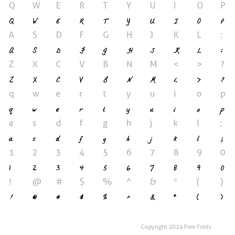 Character Map of BrandysHand Bold