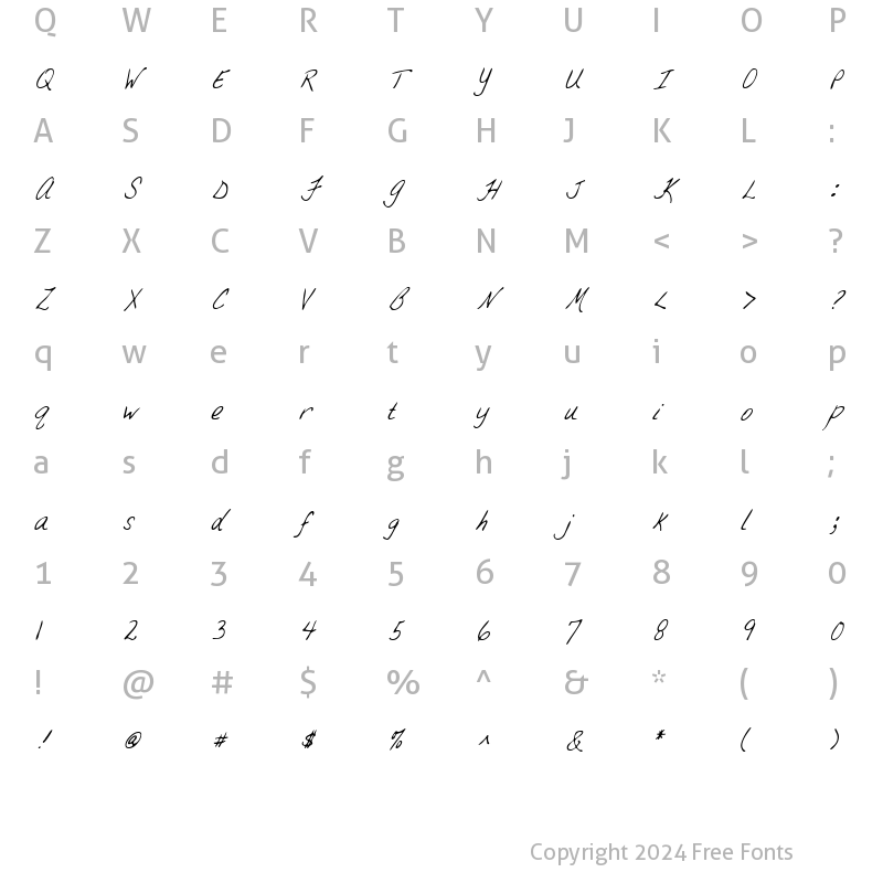 Character Map of BrandysHand Italic