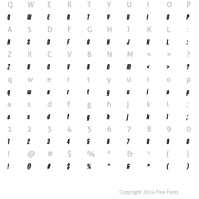 Character Map of Brans-BoldItalic Regular