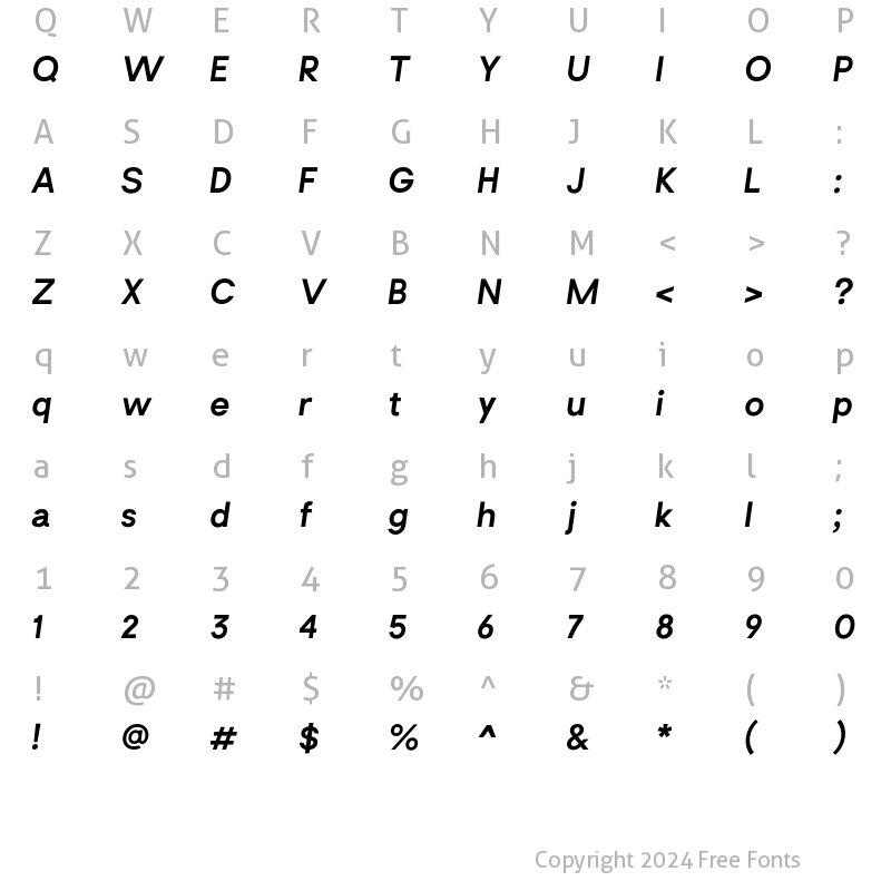 Character Map of Brasley Bold Italic