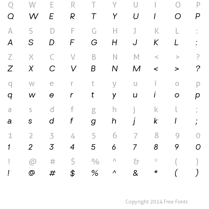 Character Map of Brasley Medium Italic