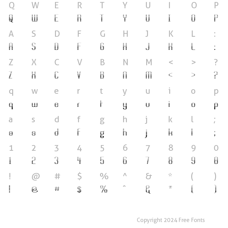 Character Map of Brassiere Line Regular