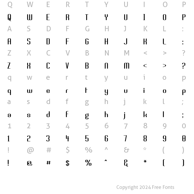 Character Map of Brassiere Regular