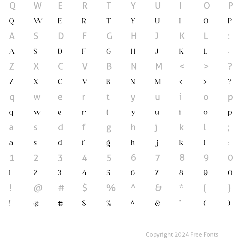 Character Map of Brastika Light