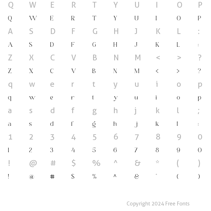 Character Map of Brastika Thin