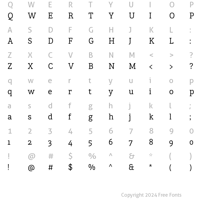 Character Map of Brava Slab Regular