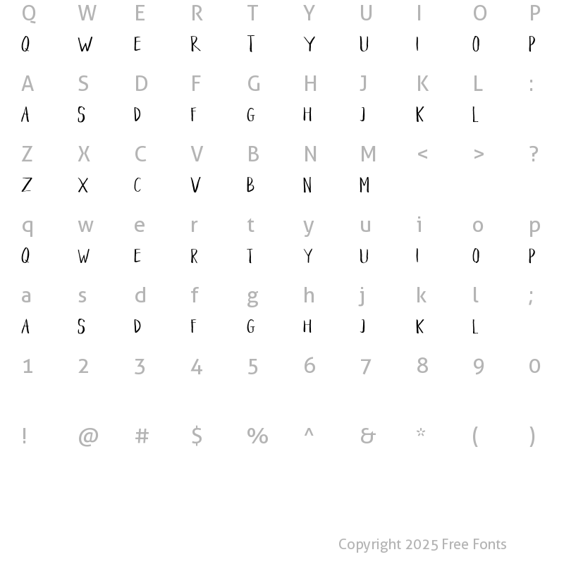 Character Map of Braveblood Regular