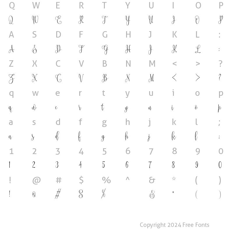 Character Map of Braveheart Regular