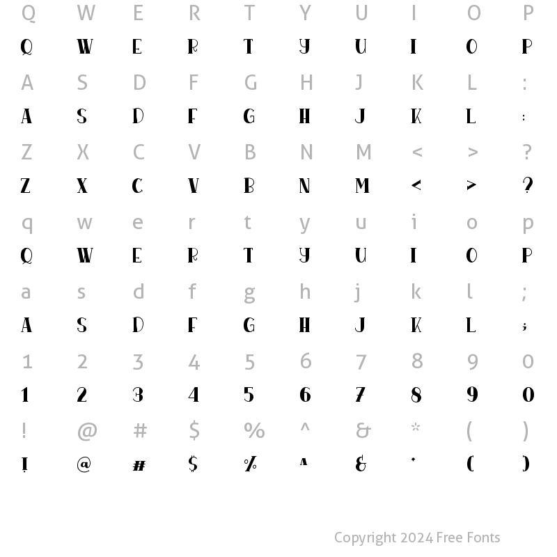 Character Map of Bravo Charlie Slab Solid Regular