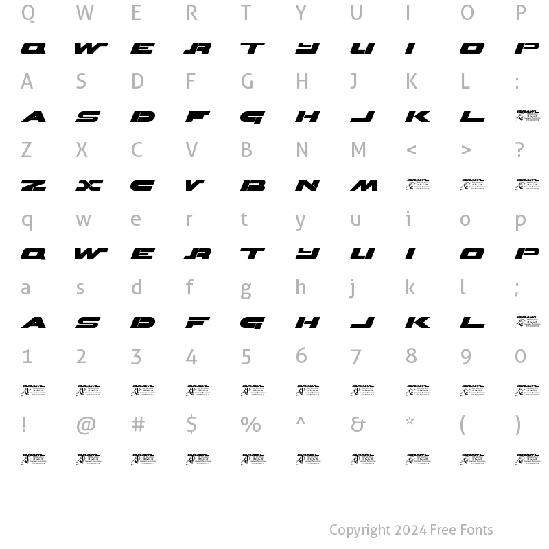 Character Map of Brawl Regular