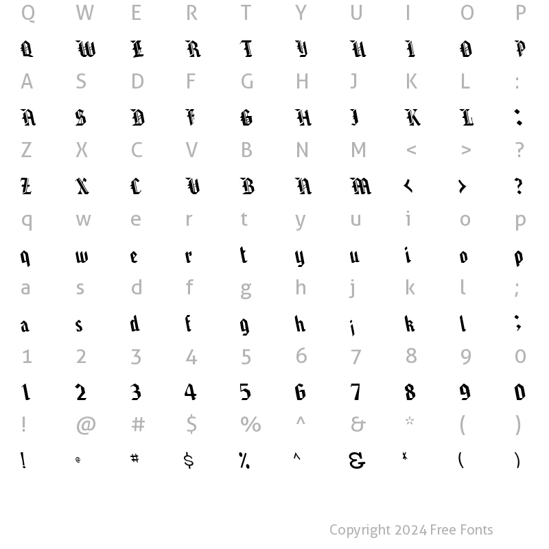 Character Map of Brawny Regular