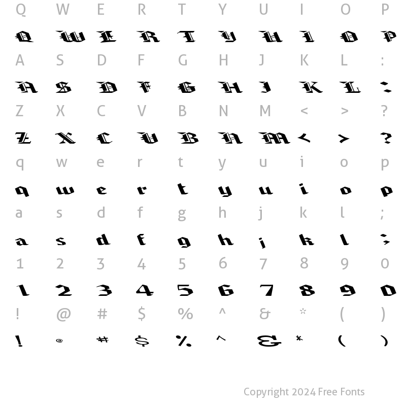 Character Map of BrawnyArmsLight99 ttext Regular