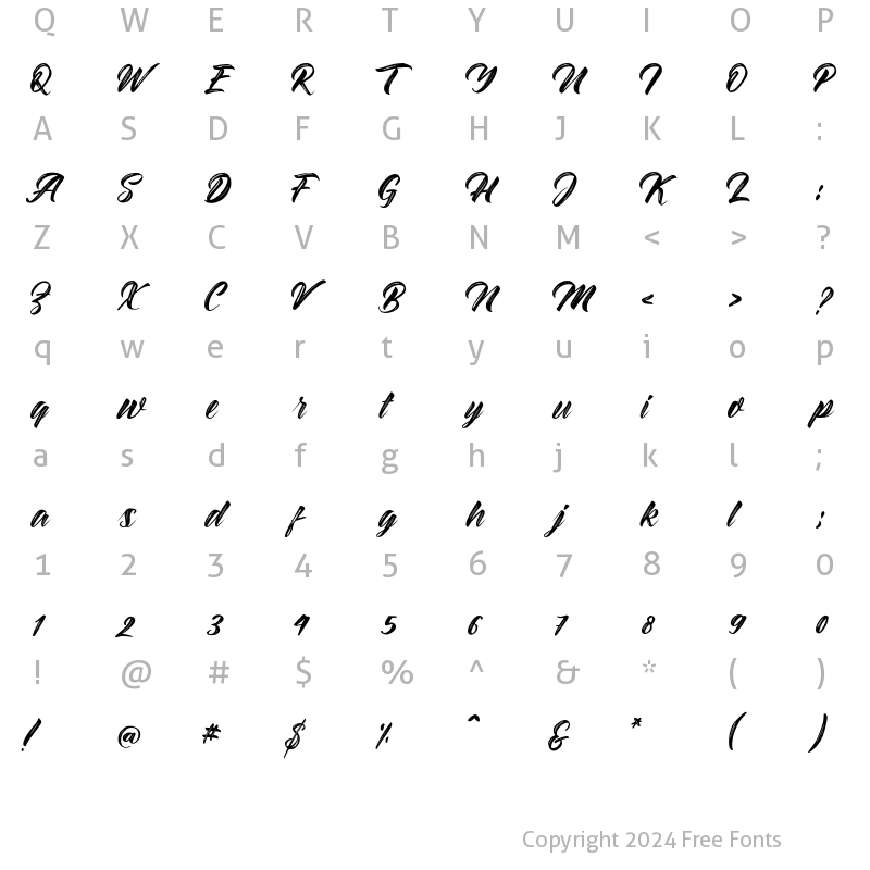 Character Map of Braydon Script Regular