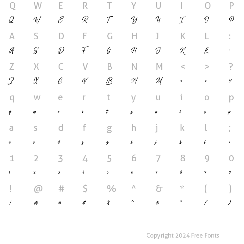 Character Map of Braylend Script Regular