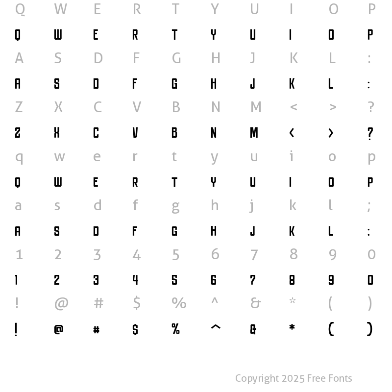 Character Map of Braynerd Regular