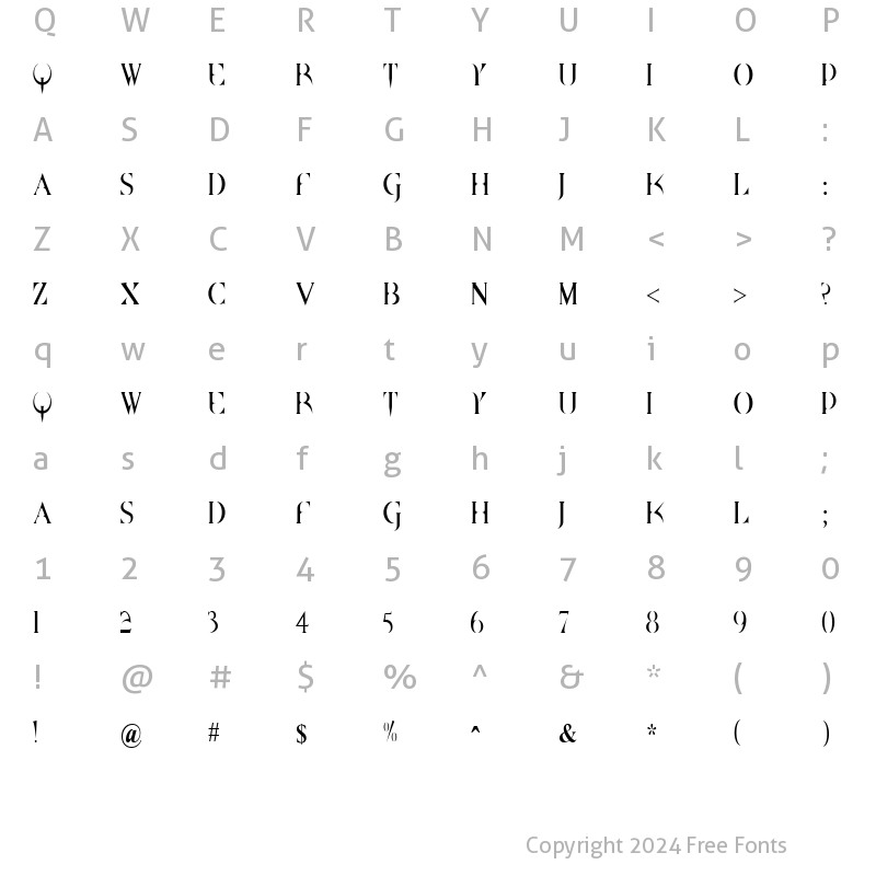 Character Map of BrazeltonNarrow Regular